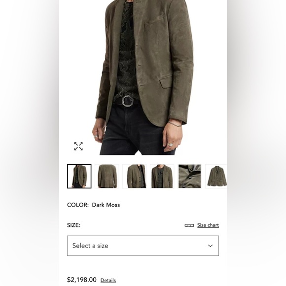 Varvatos 3/4 length 100% suede coat. Barely  used. Non smoking household - Picture 16 of 17